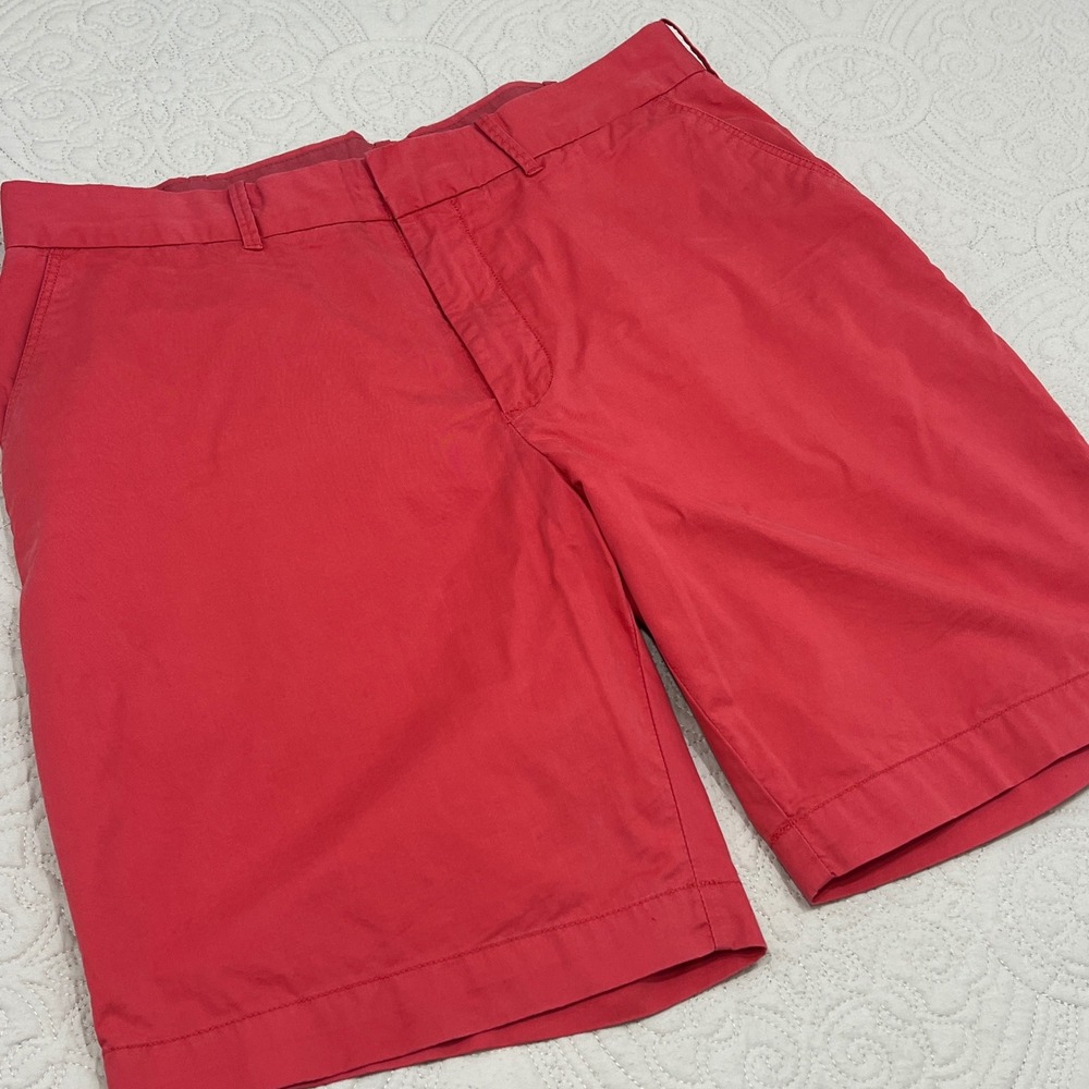 Polo Golf Ralph Lauren Mens Salmon Red Pima Cotton Chino Shorts Sz 34 Flat Front